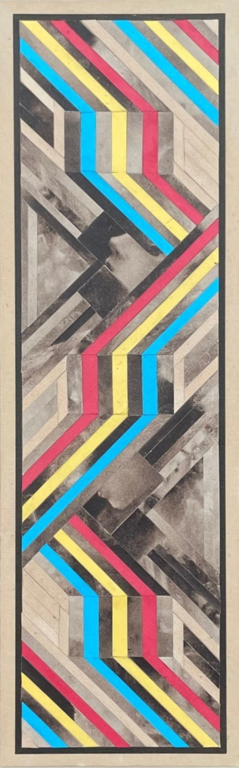 Collage made from an old photograph and colored papers