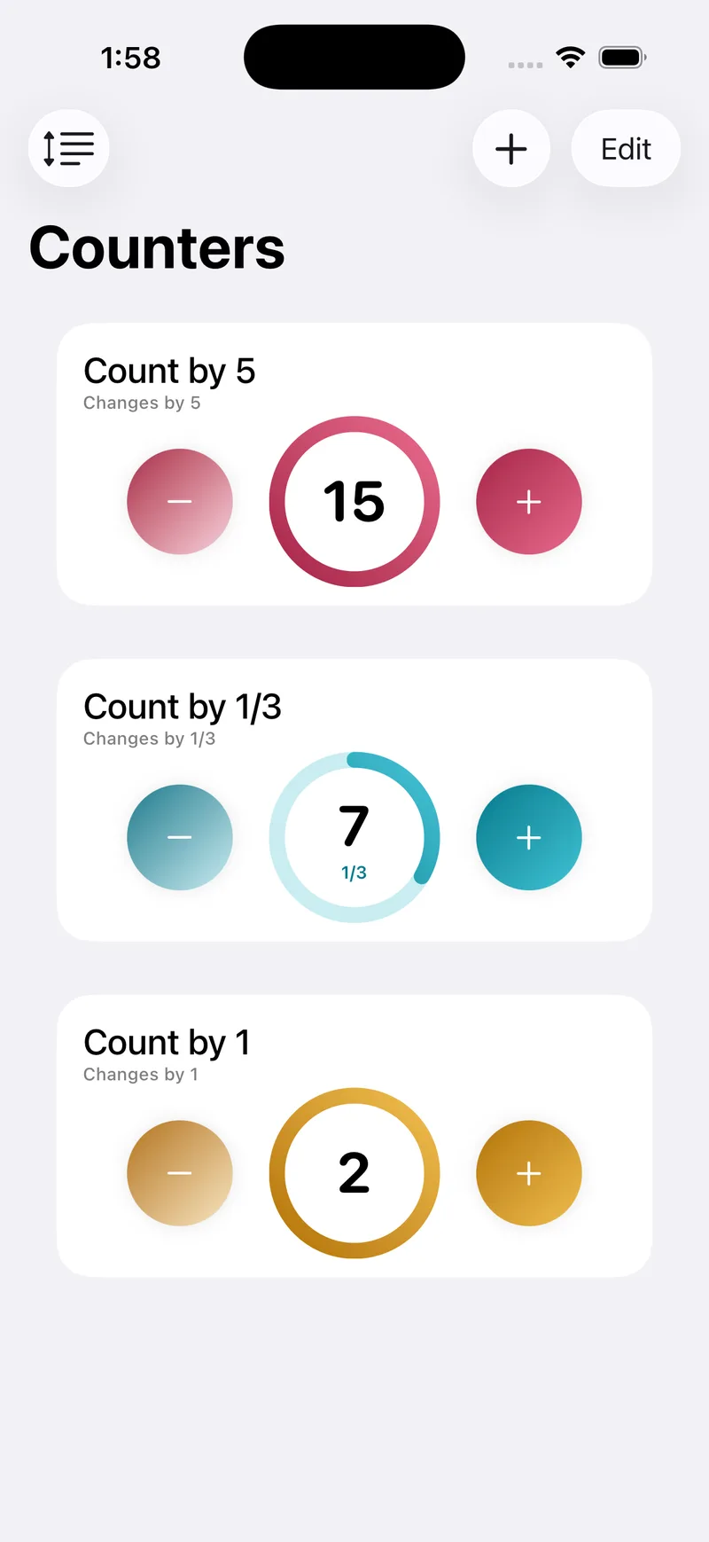 Main Screen - Counter - Count by Increments App