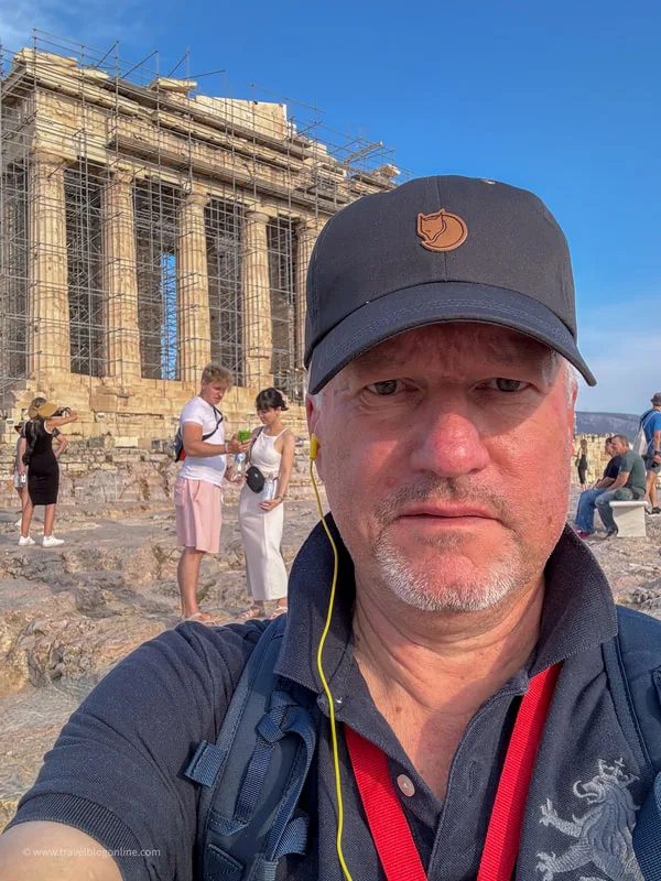 I am standing in front of the Parthenon in Athens Greece