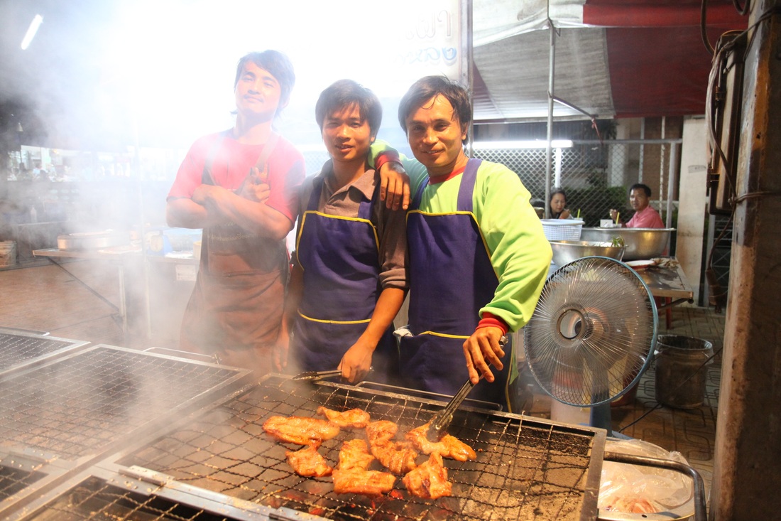 Grilled chicken in Nong Khai, Thailand