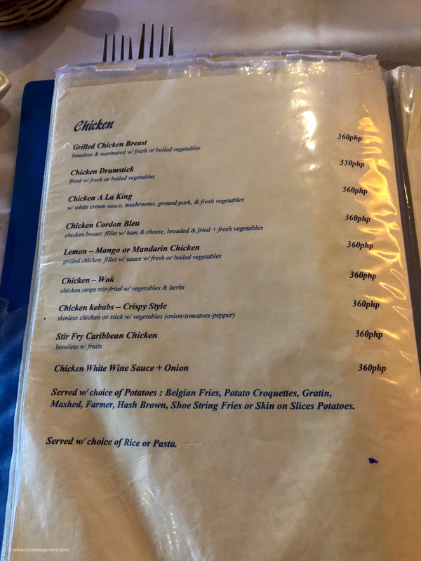Linaw’s Pearl Restaurant, Danao, Bohol, Philippines, menu © www.travelblogonline.com
