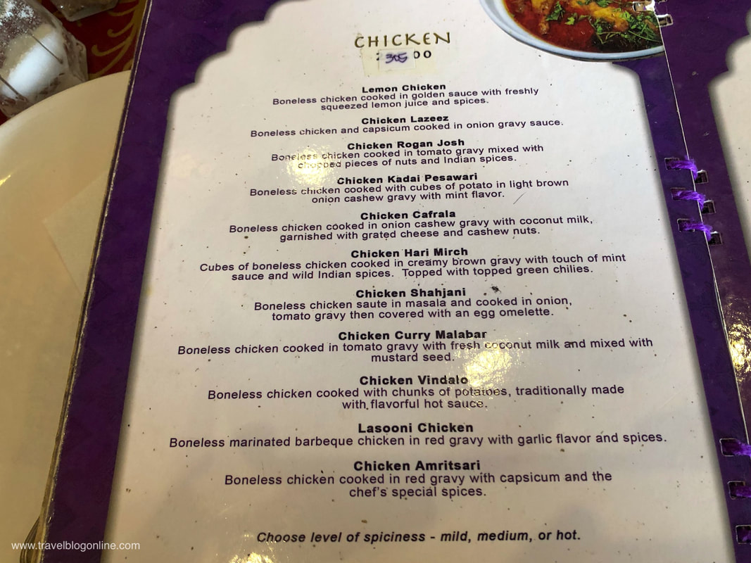 New Bombay Indian Restaurant, Robinson Place Ermita, Manila, Philippines The menu © www.travelblogonline.com 
