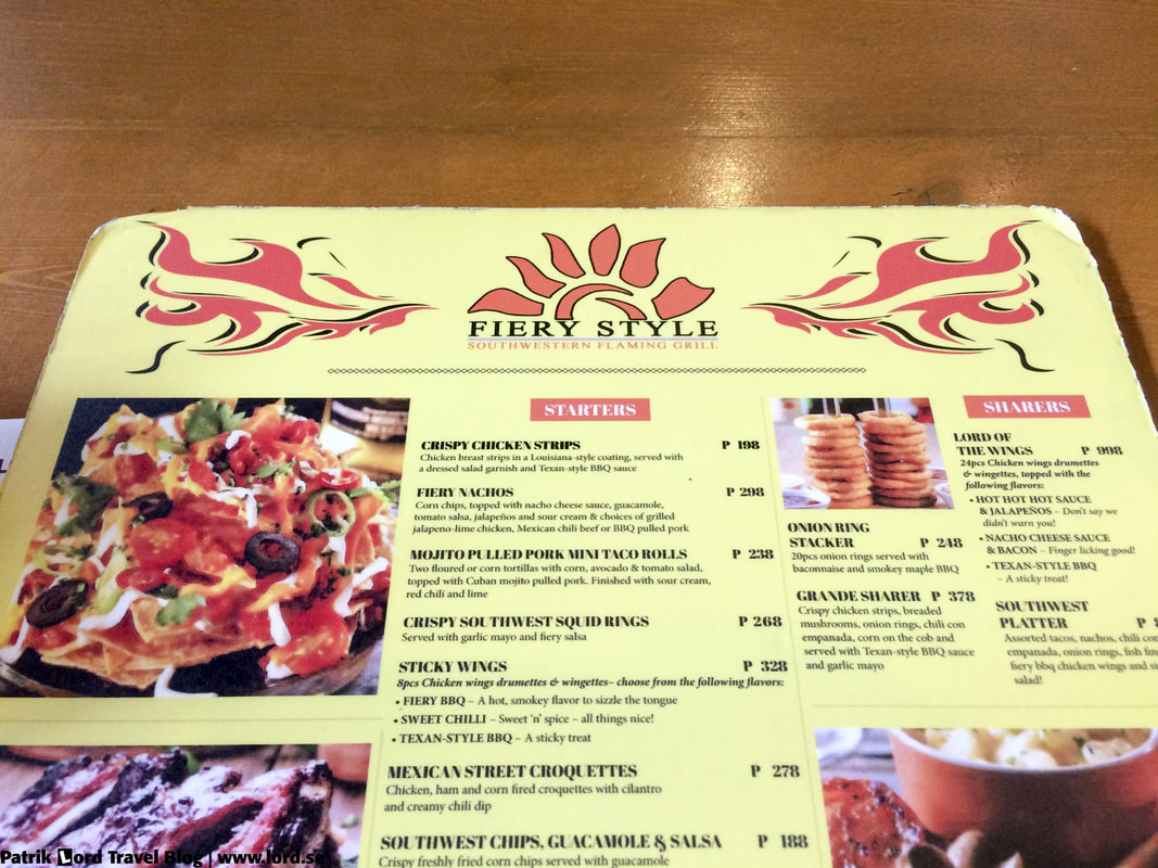 Review of Fiery Style Restaurant, The menu, Mall of Asia, Manila, Philippines © Patrik Lord Travel Blog