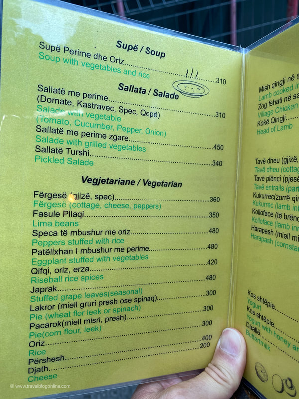 Review of Restaurant Oda, Menu 1, Tirana, Albania © Patrik Lord Travel Blog