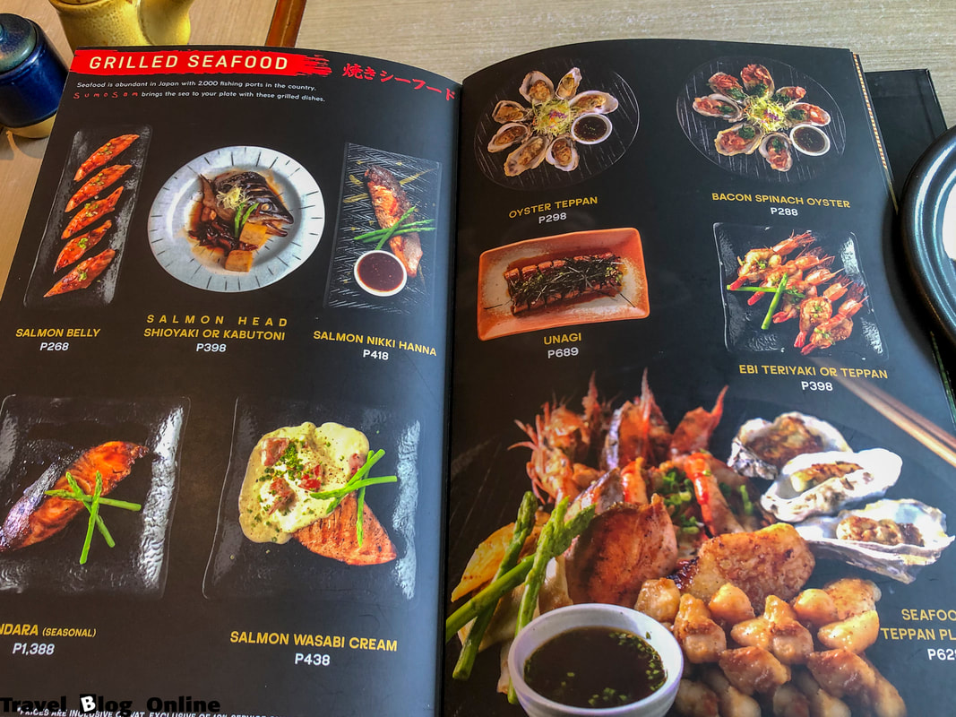 SumoSam Restaurant, The menu, Ayala Center Cebu City, Philippines © travelblogonline.com
