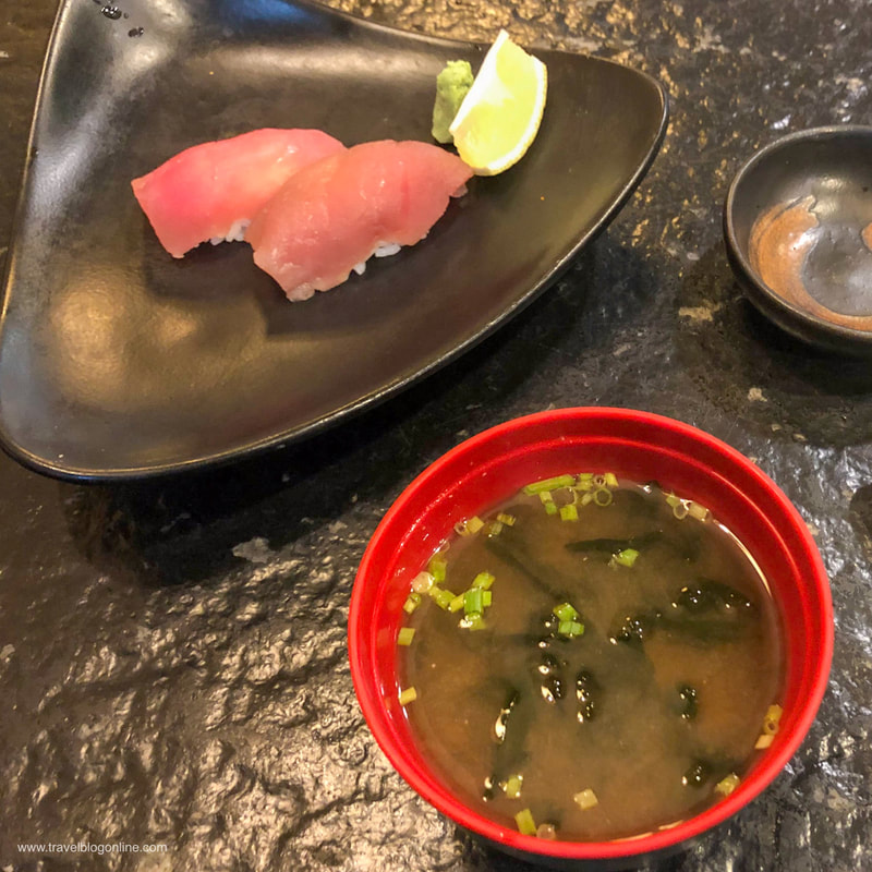 Teriyaki Boy Restaurant, Robinson Place Manila, Maguro Sushi and Miso soup, www.travelblogonline.com