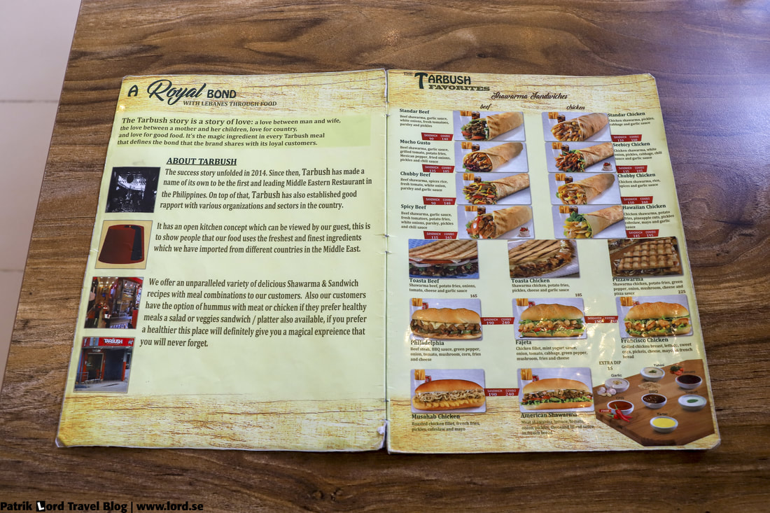 The Tarbush Restaurant, Menu, Dumaguete, Philippines © Patrik Lord Travel Blog