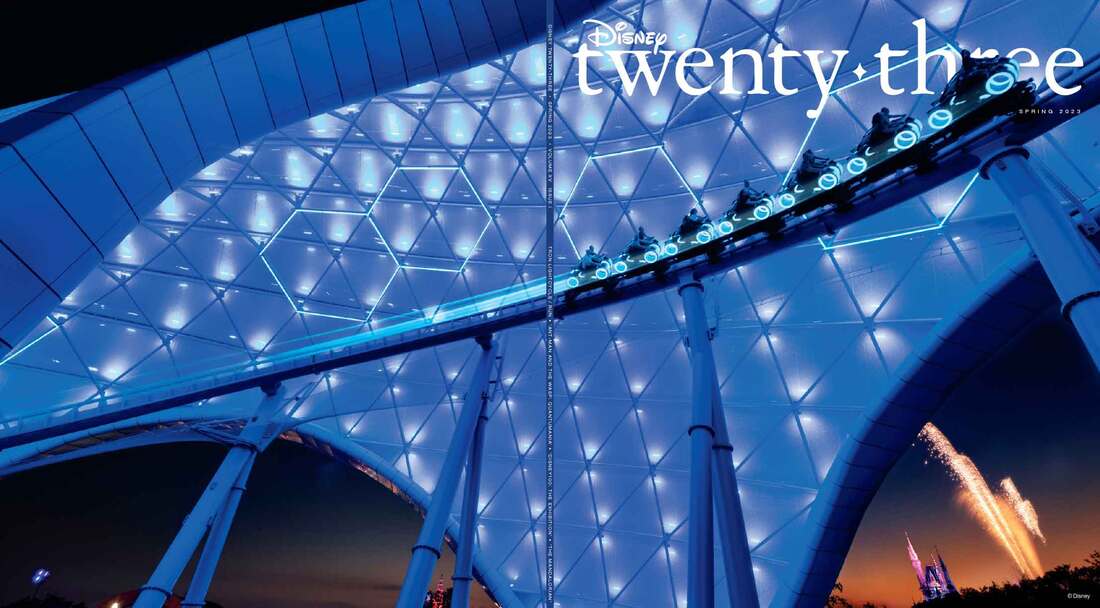 TRON LIGHTCYCLE / RUN RACES ACROSS THE GRID ON THE COVER OF THE NEW DISNEY TWENTY-THREE