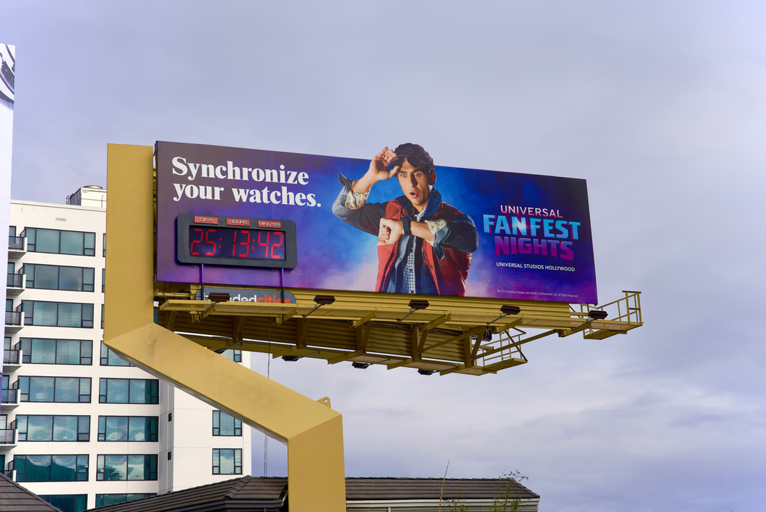 Universal Studios Hollywood Steps into 1985 with a Billboard Inspired by the Original Back to the Future Movie