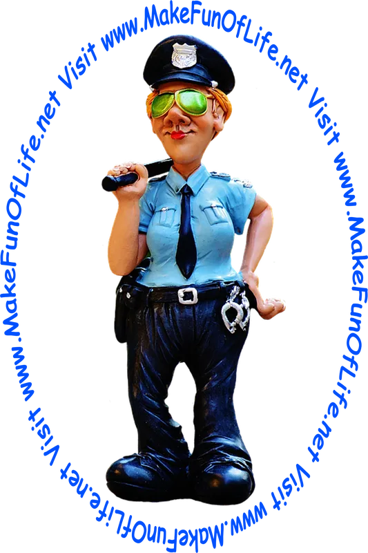 Picture of a police officer wearing sunglasses and holding a baton.