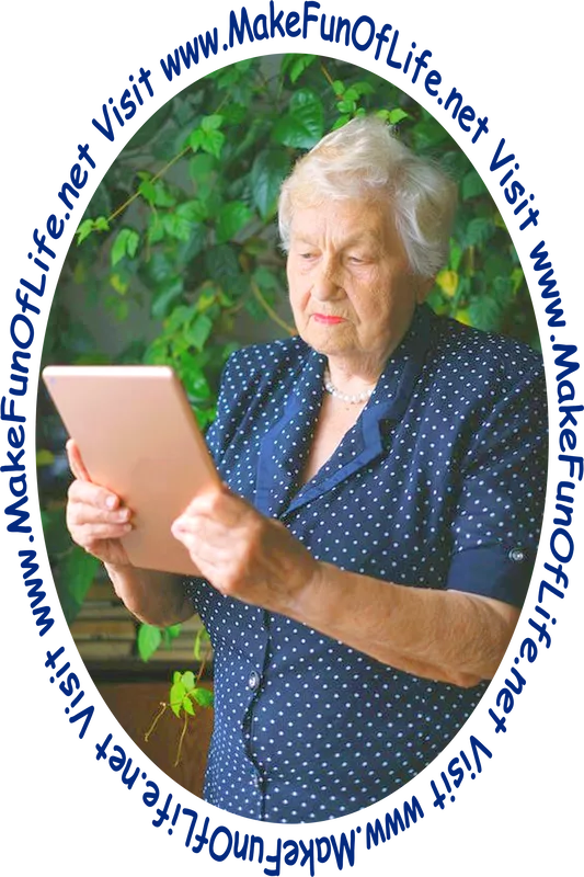 Picture of a woman looking at a tablet computer.