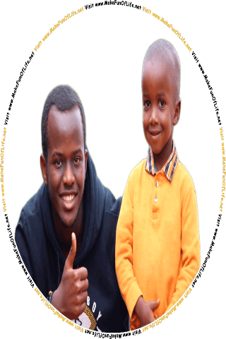 Picture of a happy smiling father and happy smiling son together with the father making a thumb-up gesture, and the words, Visit www.MakeFunOfLife.net.