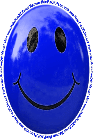 Picture of a smiley face and the words, ‘Visit www.MakeFunOfLife.net.’