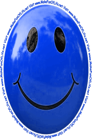 Picture of a smiley face and the words, ‘Visit www.MakeFunOfLife.net.’