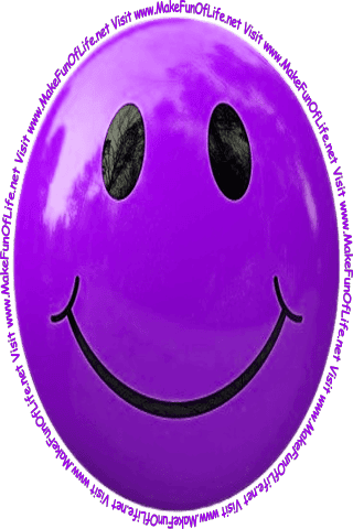 Picture of a smiley face and the words, ‘Visit www.MakeFunOfLife.net.’