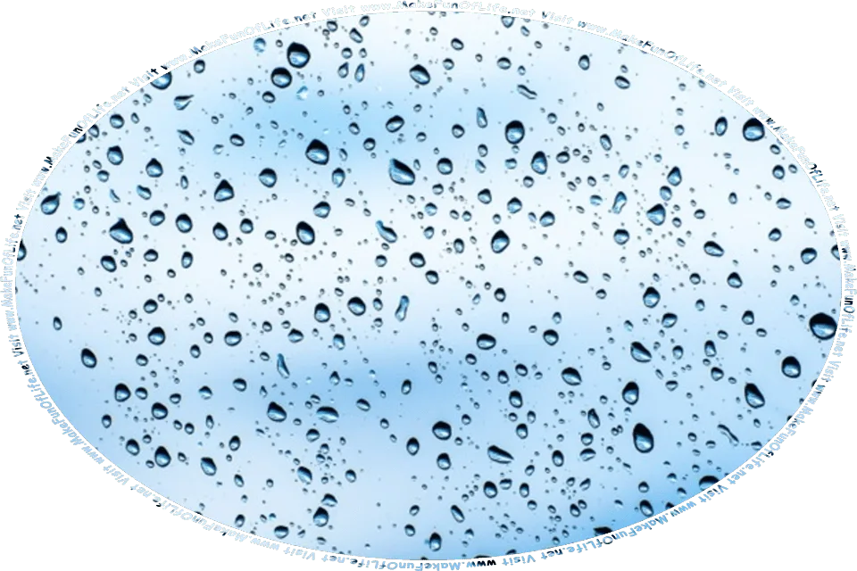 Picture of a window pane on which raindrops have accumulated and through which a cloudy sky can be seen, and the words, Visit www.MakeFunOfLife.net.