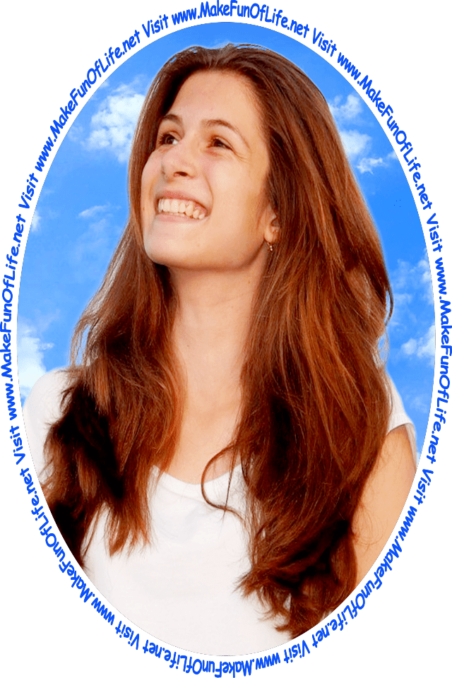 Picture of a happy smiling woman looking at the words and pictures on the website.