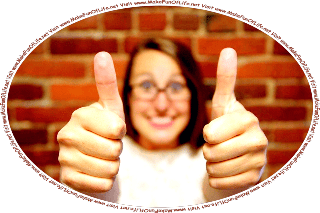 Picture of a happy smiling woman with both thumbs up, and the words, Visit www.MakeFunOfLife.net.