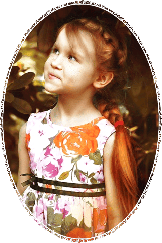 Picture of a girl looking at the words and pictures on the website, and the words, Visit www.MakeFunOfLife.net.