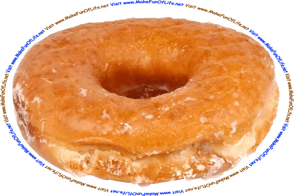 Picture of a glazed doughnut of the yeast variety, and the words, Visit www.MakeFunOfLife.net.