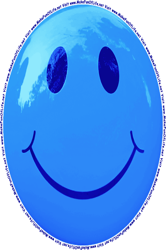 Picture of a blue 4 smiley face, and the words, Visit www.MakeFunOfLife.net.