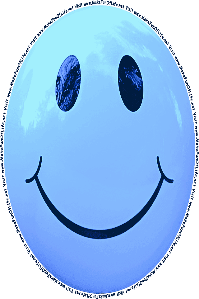 Picture of a blue 8 smiley face, and the words, Visit www.MakeFunOfLife.net.