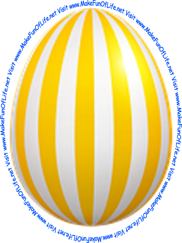 Picture of a decorated Easter egg with alternating gold and white horizontal strips along its length.