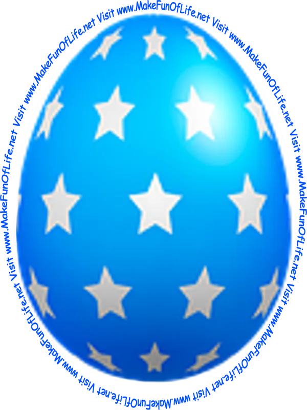 Picture of a decorated Easter egg, blue in color, with white five-pointed stars.