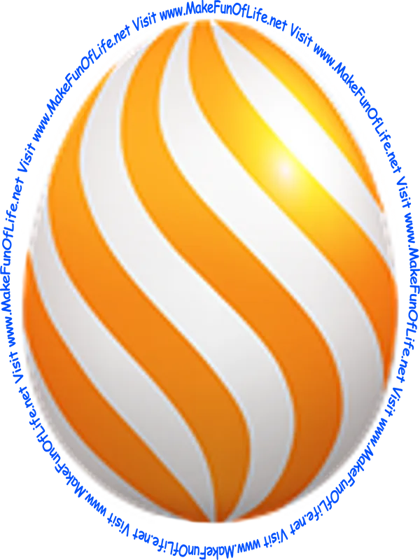 Picture of a decorated Easter egg with alternating orange and white stripes along its length that have been given a slight twist.