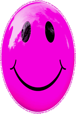Picture of a pink 470 color cartoon smiley face, and the words, Visit www.MakeFunOfLife.net.