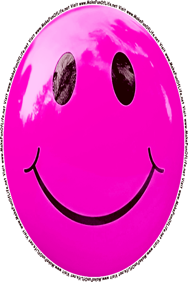 Picture of a pink 7 smiley face, and the words, Visit www.MakeFunOfLife.net.