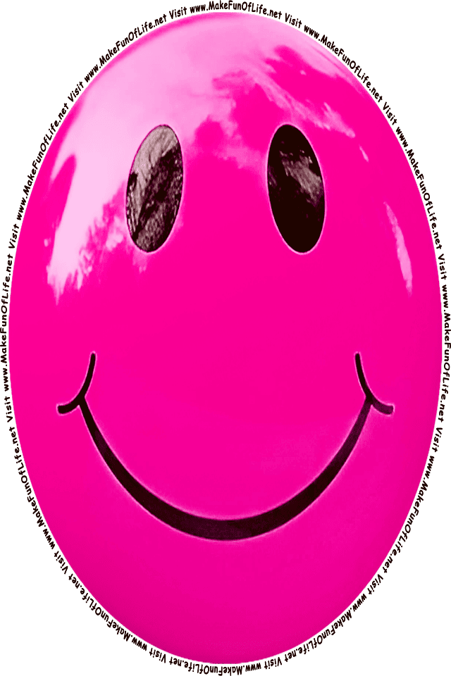 Picture of a pink 8 smiley face, and the words, Visit www.MakeFunOfLife.net.