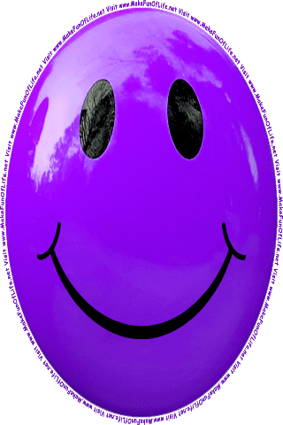 Picture of a purple 60 color cartoon smiley face, and the words, Visit www.MakeFunOfLife.net.