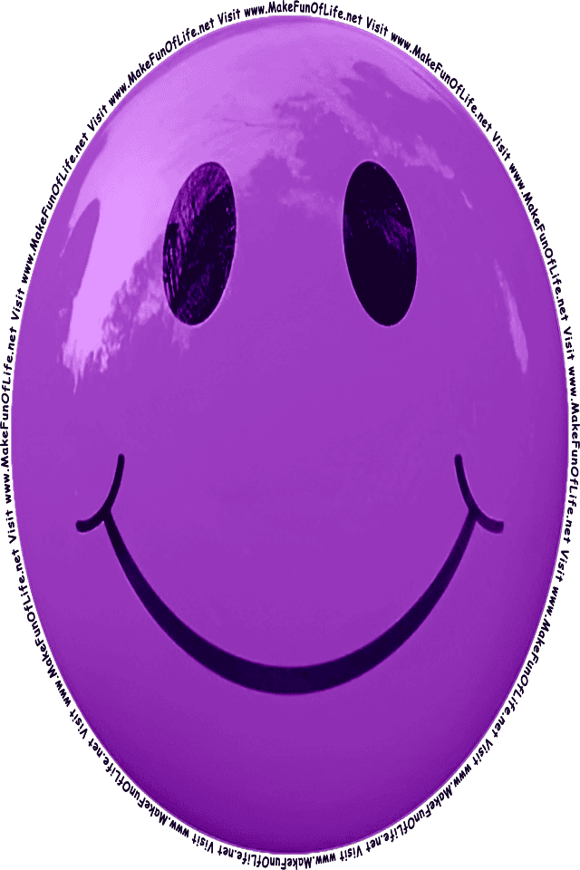 Picture of a purple 8 smiley face, and the words, Visit www.MakeFunOfLife.net.