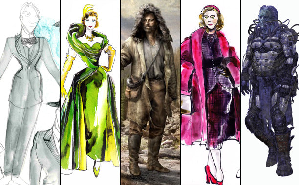 a collection of costume design redernings