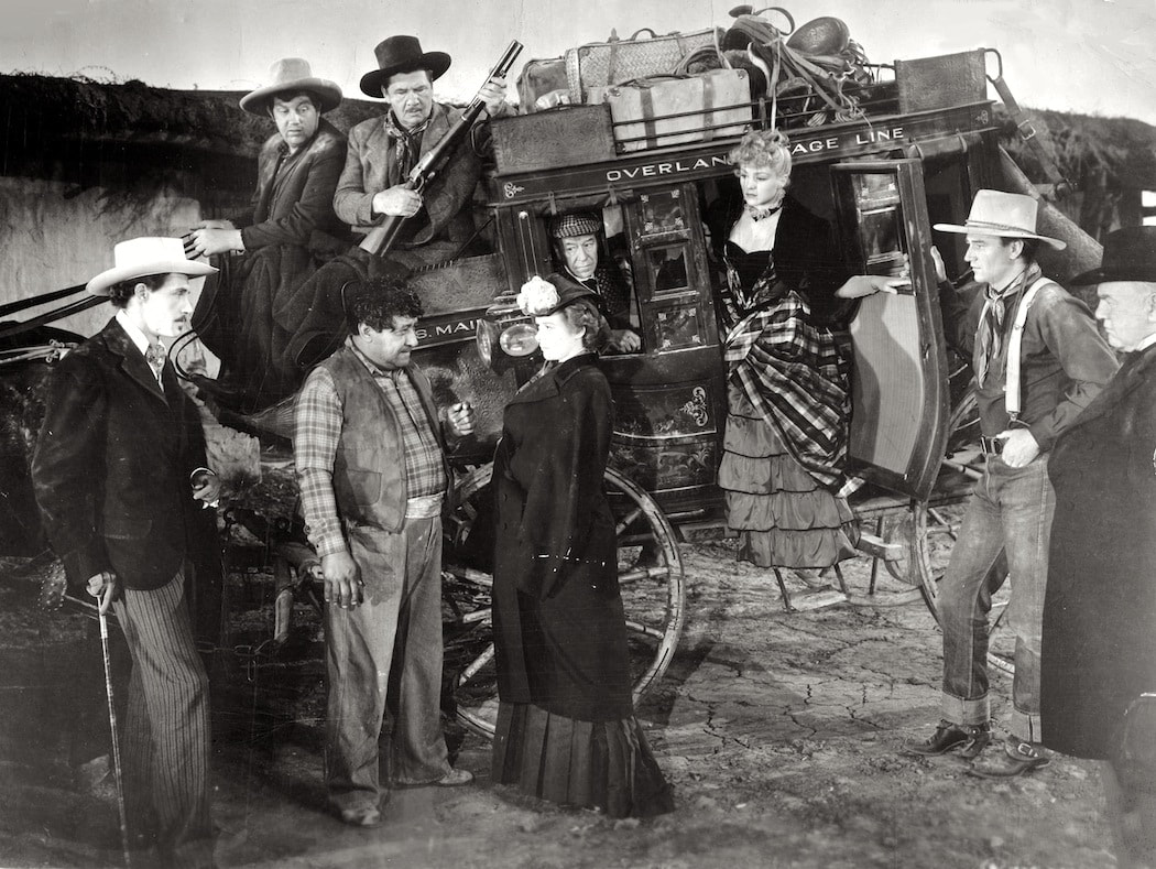 A still shot of the cast of the classic film 