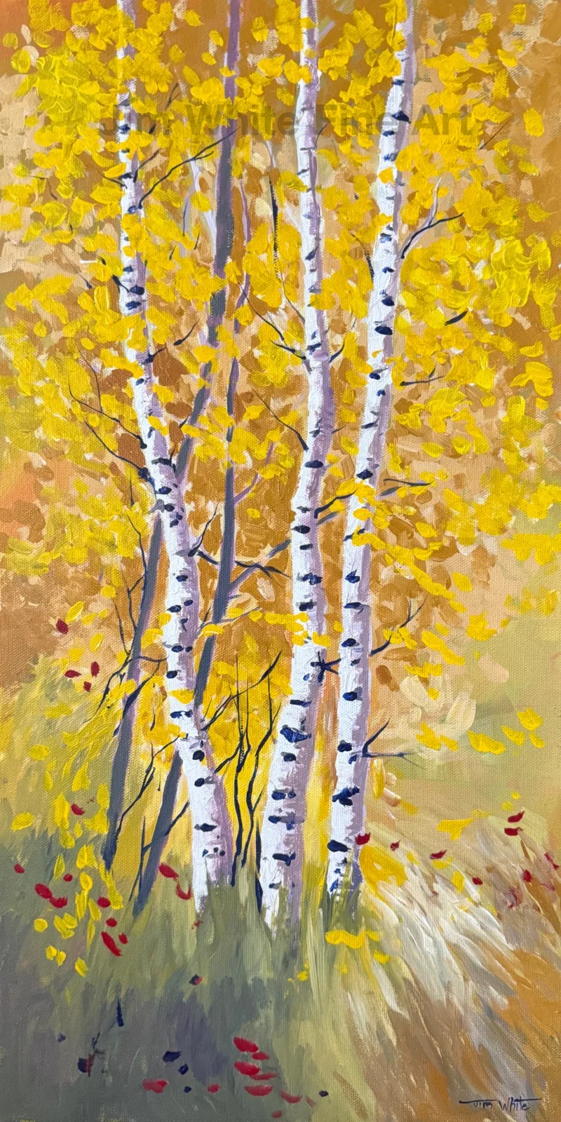 Fall has Arrived, 12X24 acrylic painting by Canadian, contemporary artist Jim White
