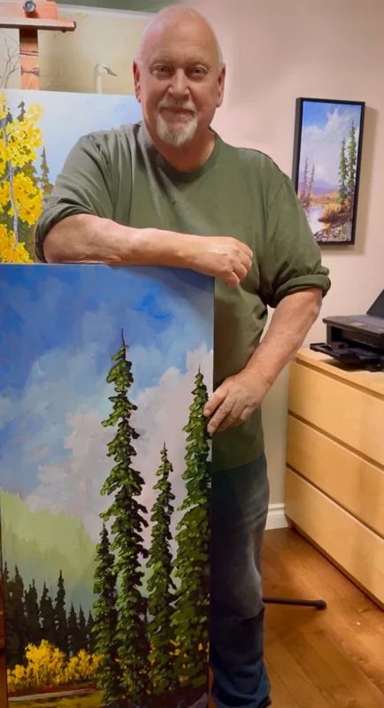 Canadian landscape artist Jim White in his Studio