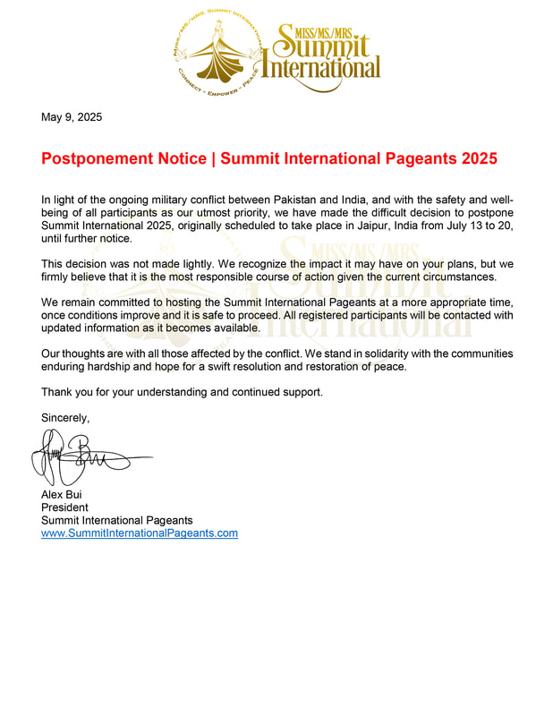 miss/ms./mrs. summit international 2025 postponed