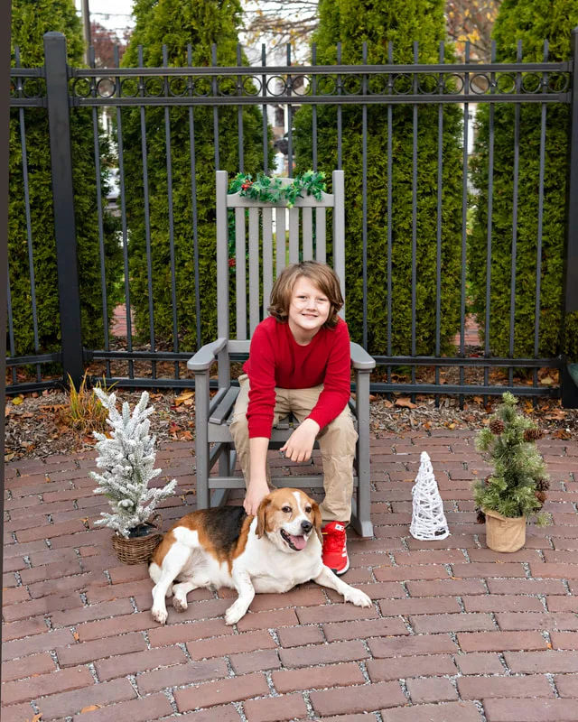 photo of a beagle and his boy