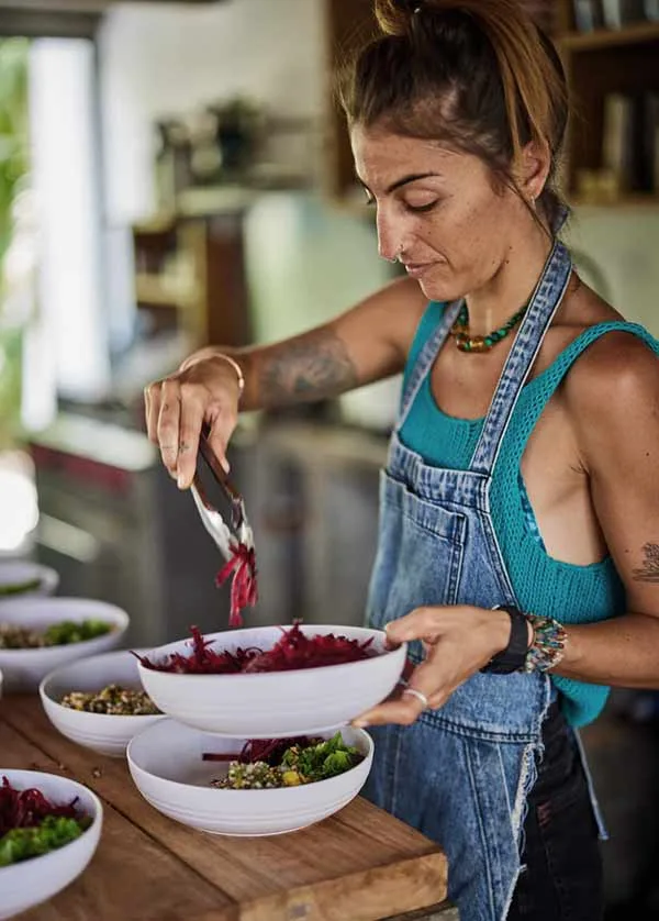 Maria Lamar cooking preparing salads