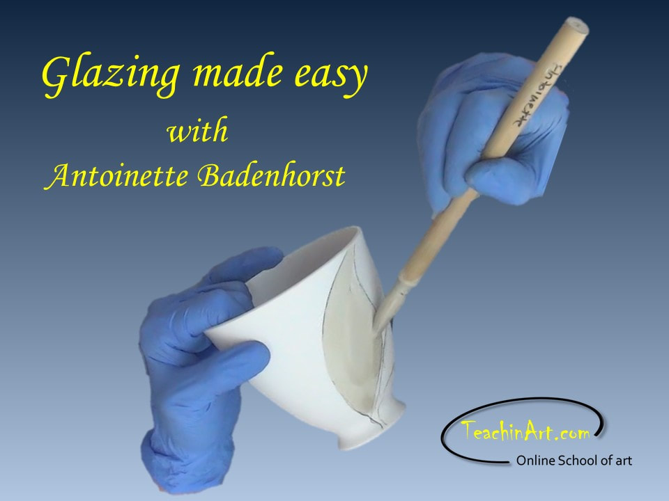 Painting on pottery glazes is not exactly the same as painting on canvas, but there are several touching points. Antoinette shows how she uses a glaze brush to add her own glaze recipe on a porcelain bowl that she thrown on the wheel. 