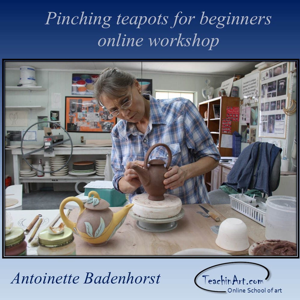 Antoinette Badenhorst explains how to design and place a handle on a teapot so that it complements the teapot design and functionality. This online class is for wheel-thrown teapots.