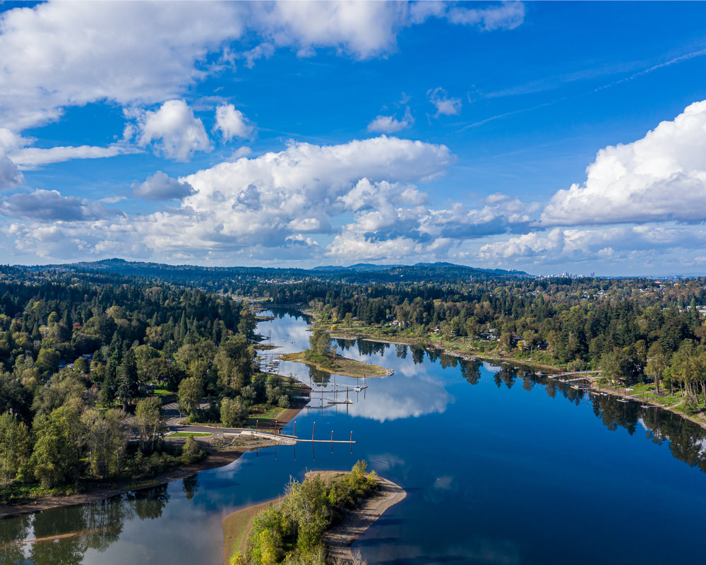 Aerial view of the Willamette River