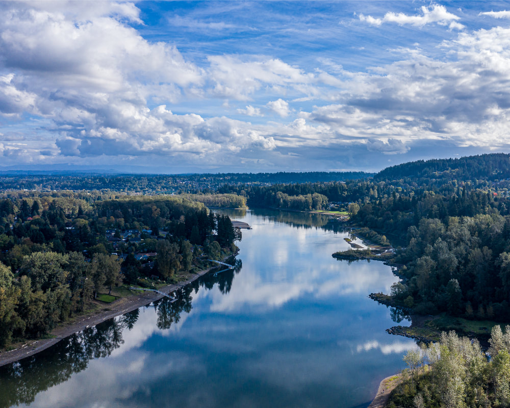Aerial view of the Willamette River