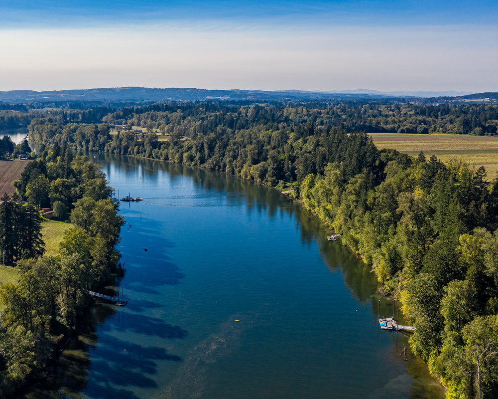 Aerial view of the Willamette River