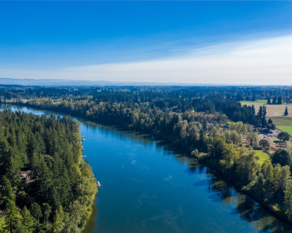 Aerial view of the Willamette River