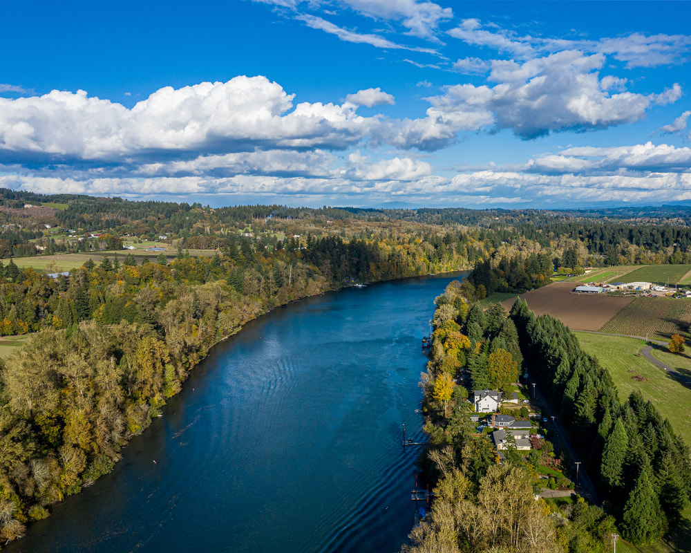 Aerial view of the Willamette River
