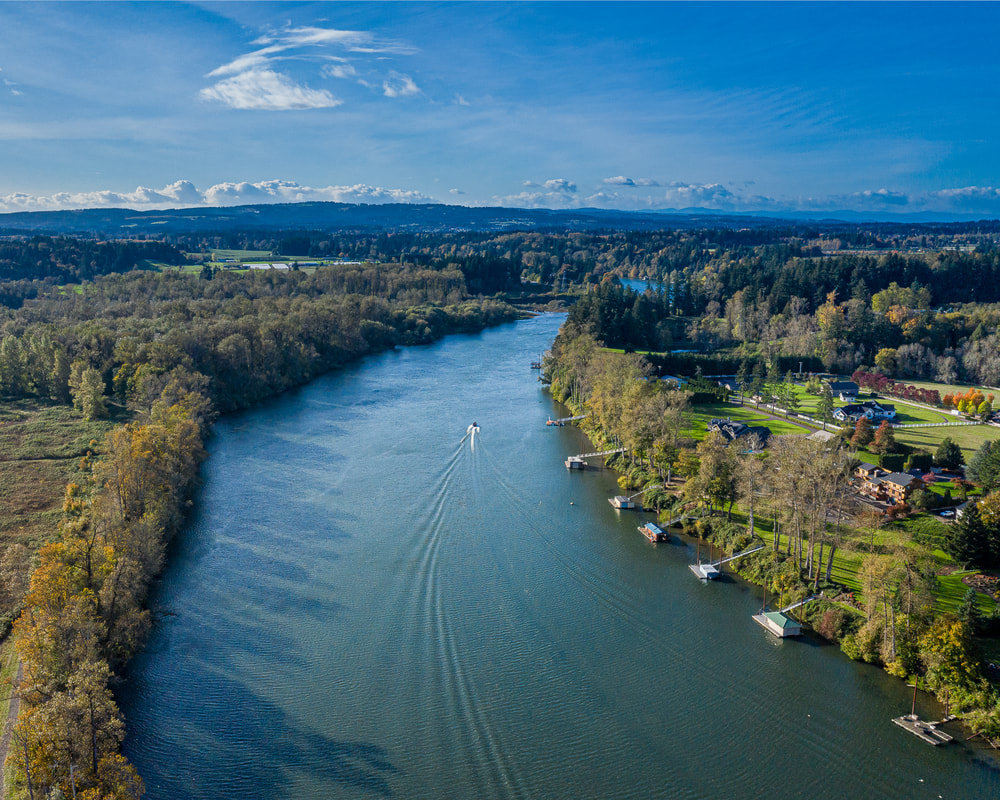 Aerial view of the Willamette River