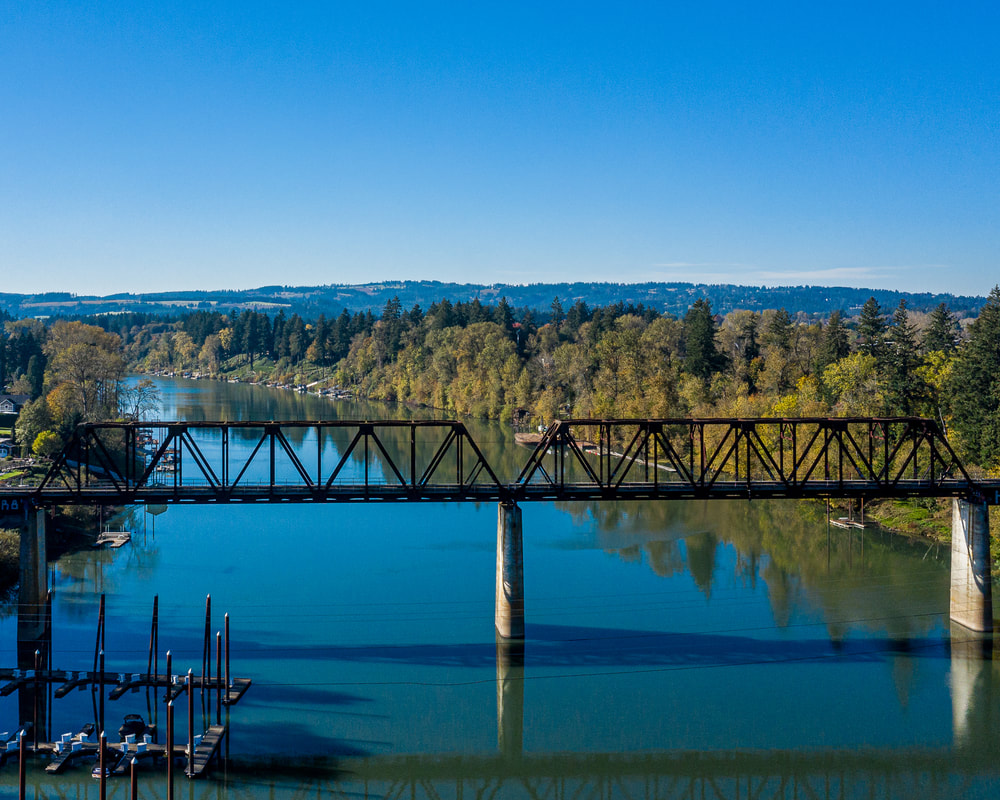 Aerial view of the Willamette River